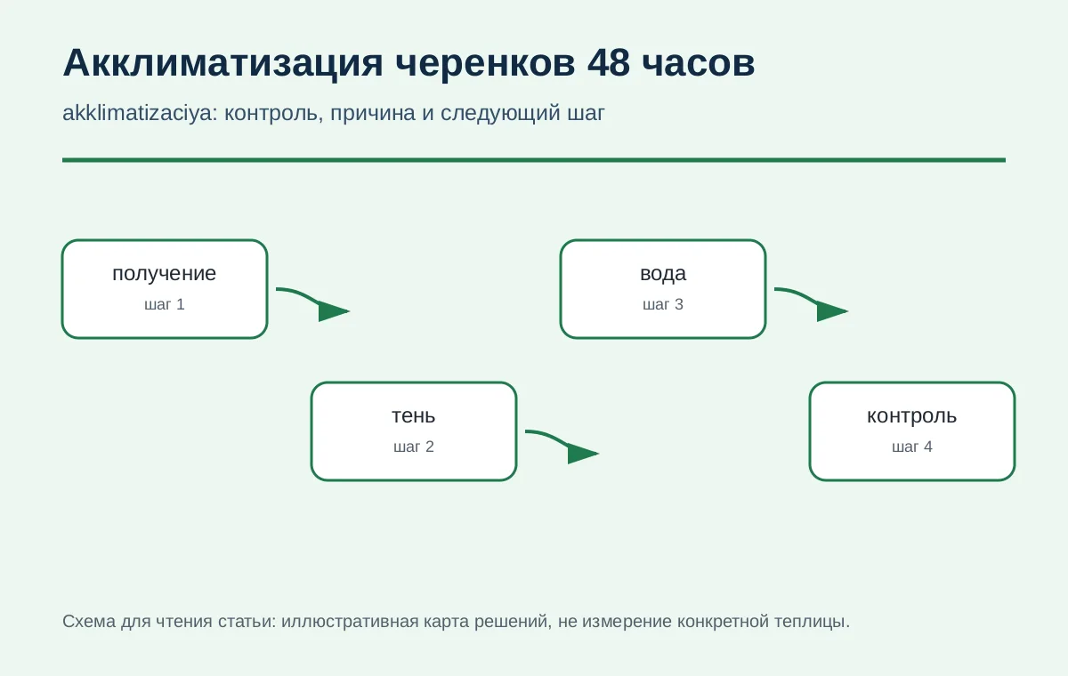 Первые часы после посылки: вскрыть, измерить температуру, рассортировать черенки и стабилизировать условия