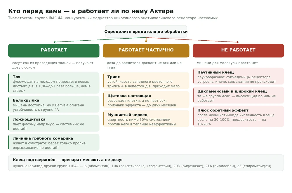 Карта решения: против каких вредителей тиаметоксам работает, против каких частично и против каких не работает