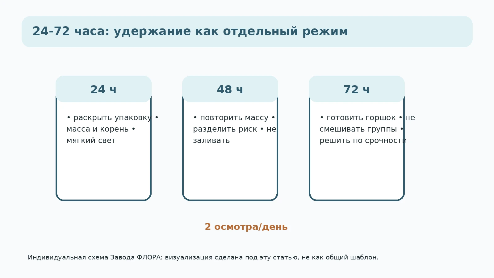Календарь удержания растений на 24, 48 и 72 часа после получения
