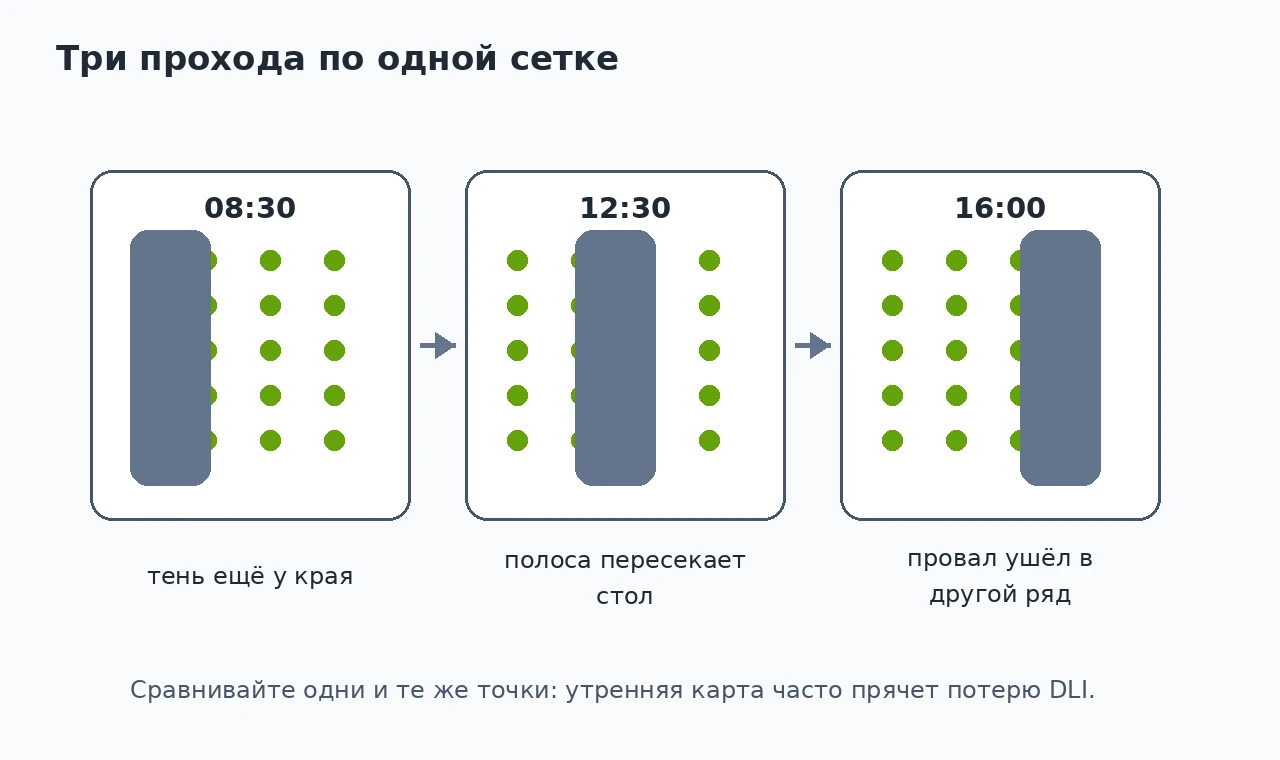 Три прохода по одной сетке вместо утренней карты