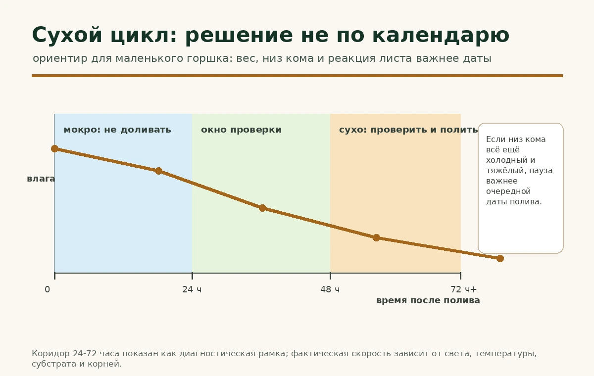 Схема сухого цикла для очитка Моргана в 0,1 л: мокро, окно проверки, сухо.
