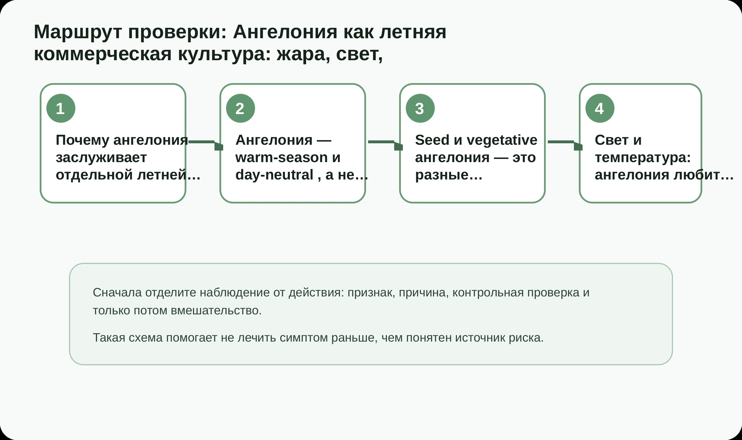 Маршрут проверки по статье Ангелония как летняя коммерческая культура: жара, свет,