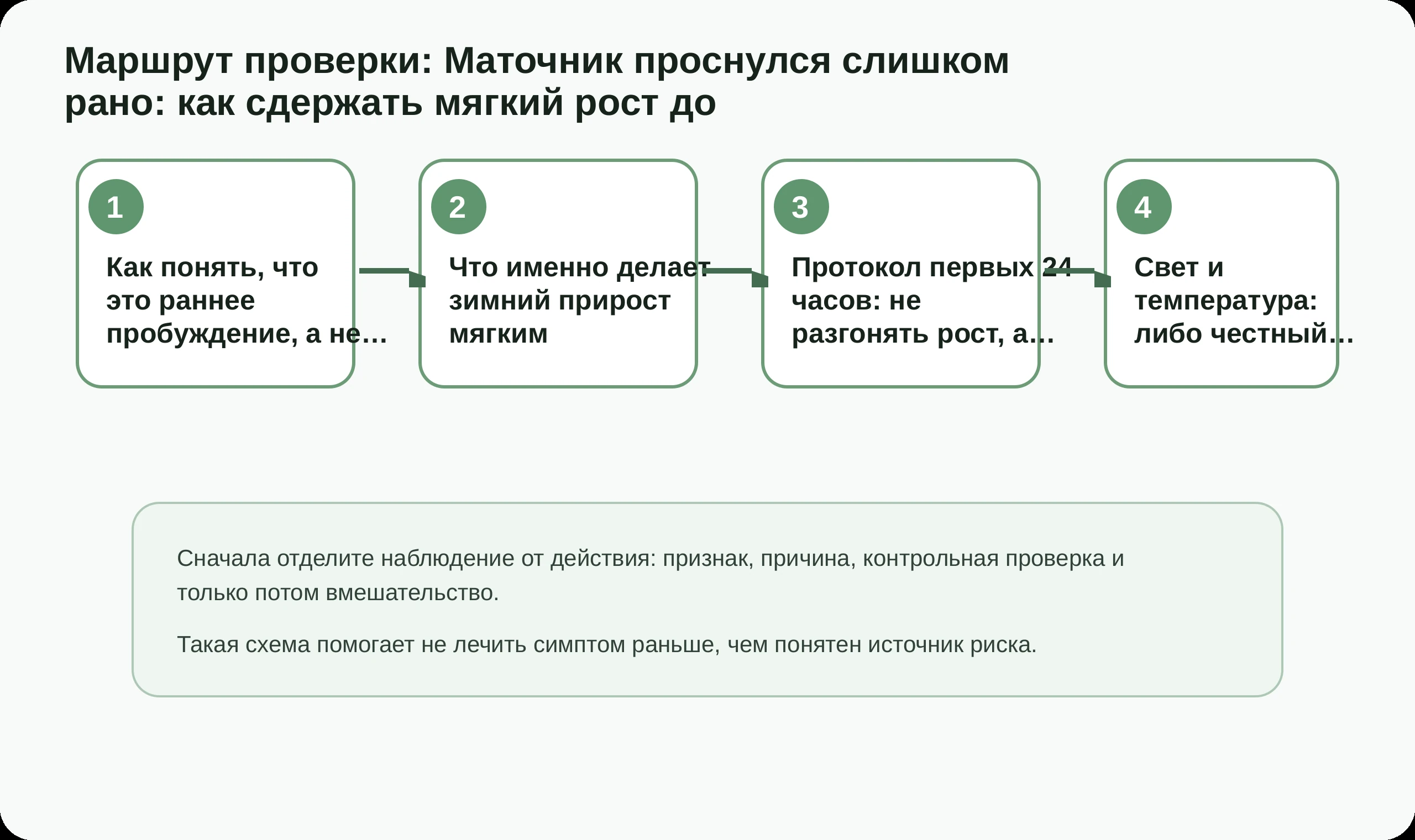 Маршрут проверки по статье Маточник проснулся слишком рано: как сдержать мягкий рост до