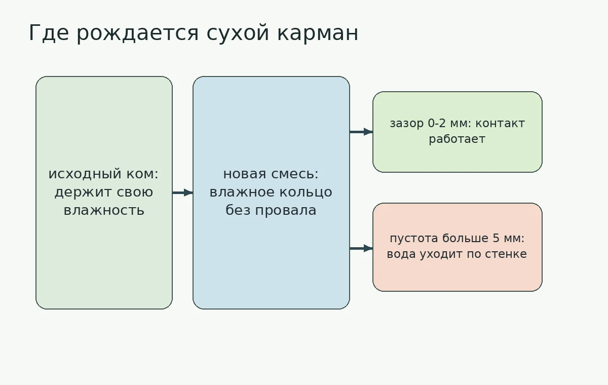 Схема контакта кома и новой смеси
