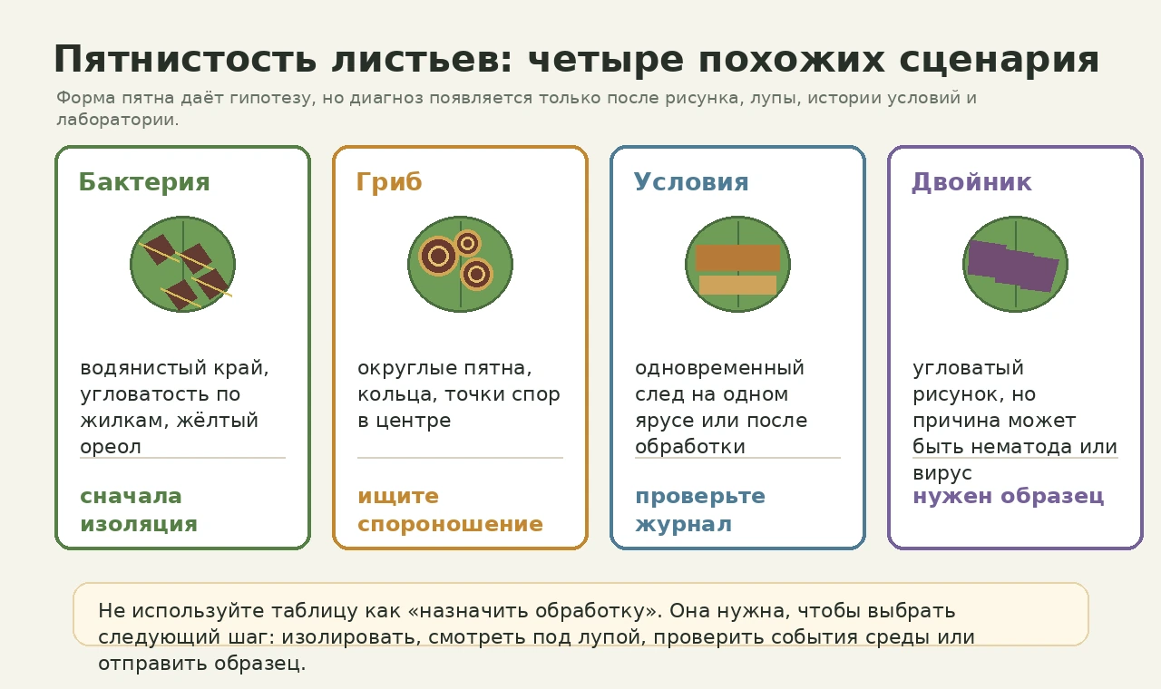 Матрица признаков пятнистости листьев у декоративных растений