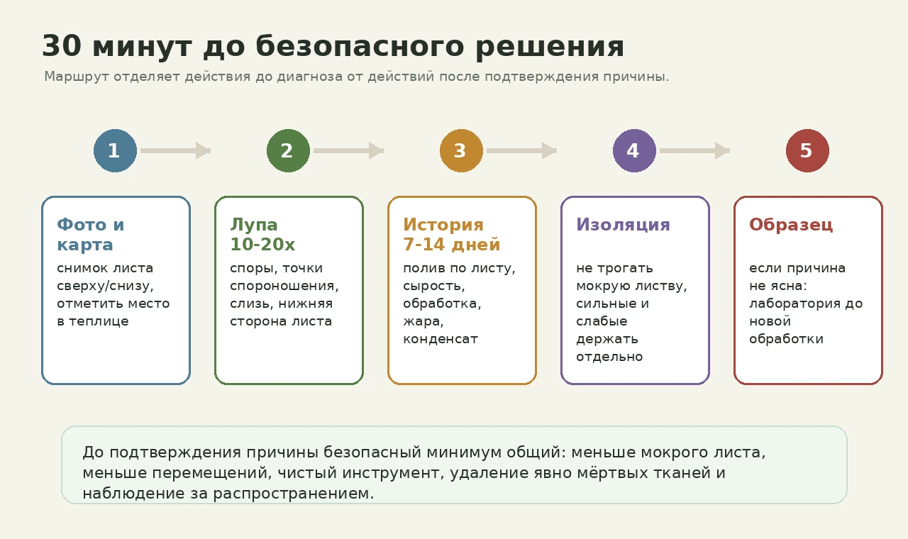 Маршрут диагностики пятнистости листьев за 30 минут