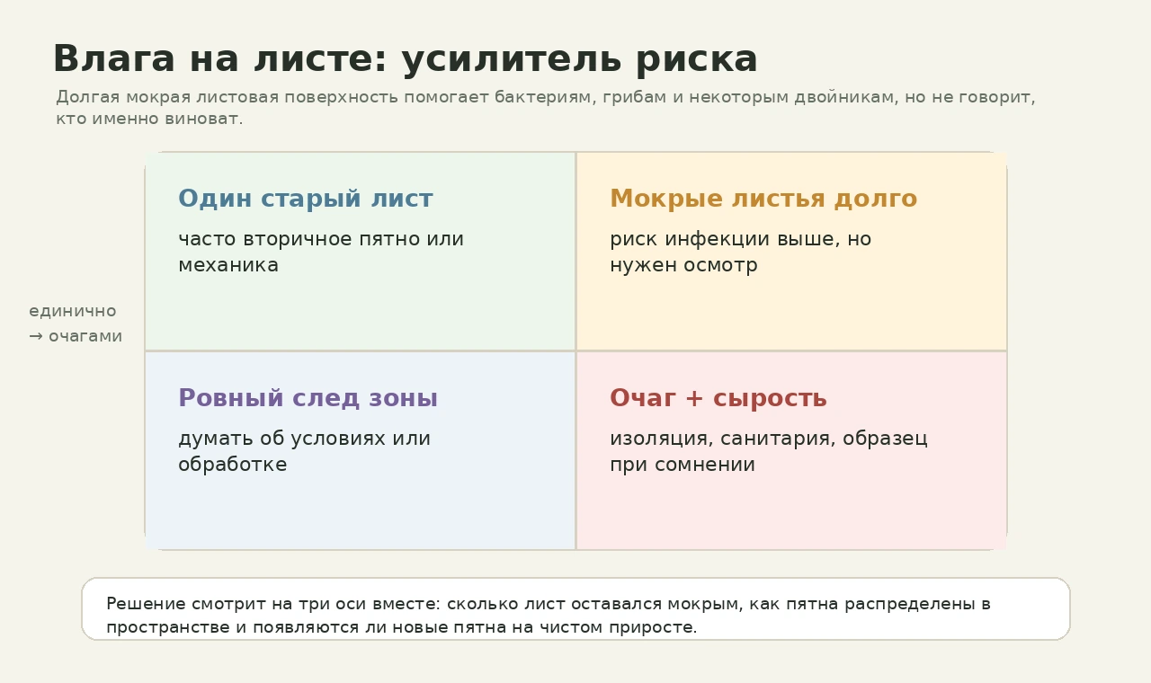 Карта риска по влажности листа и распределению пятен