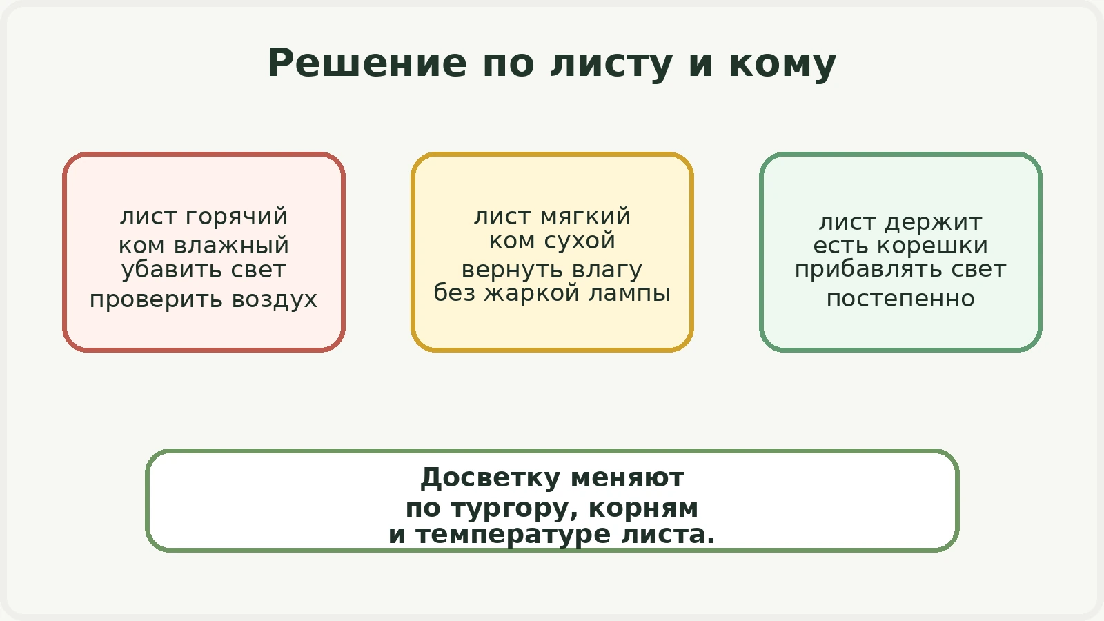 Развилка по тургору, влажности кома и температуре листа у черенков