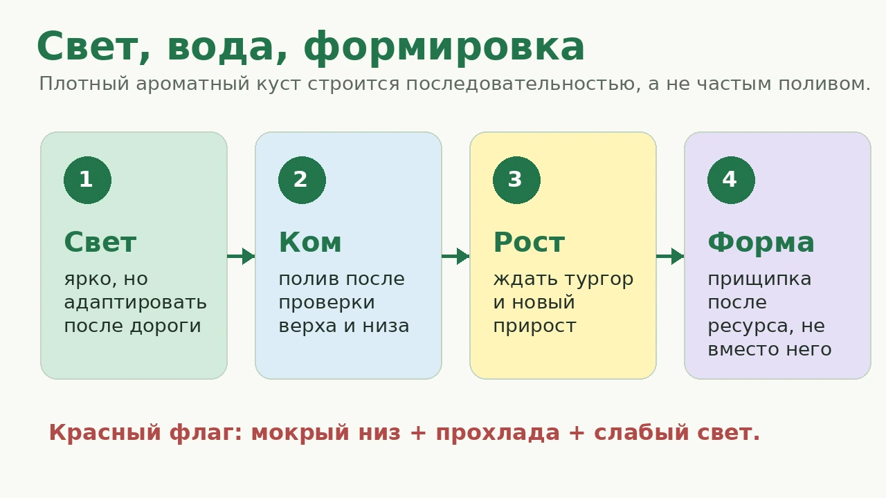 Вербена лимонная: последовательность света, полива, роста и формировки