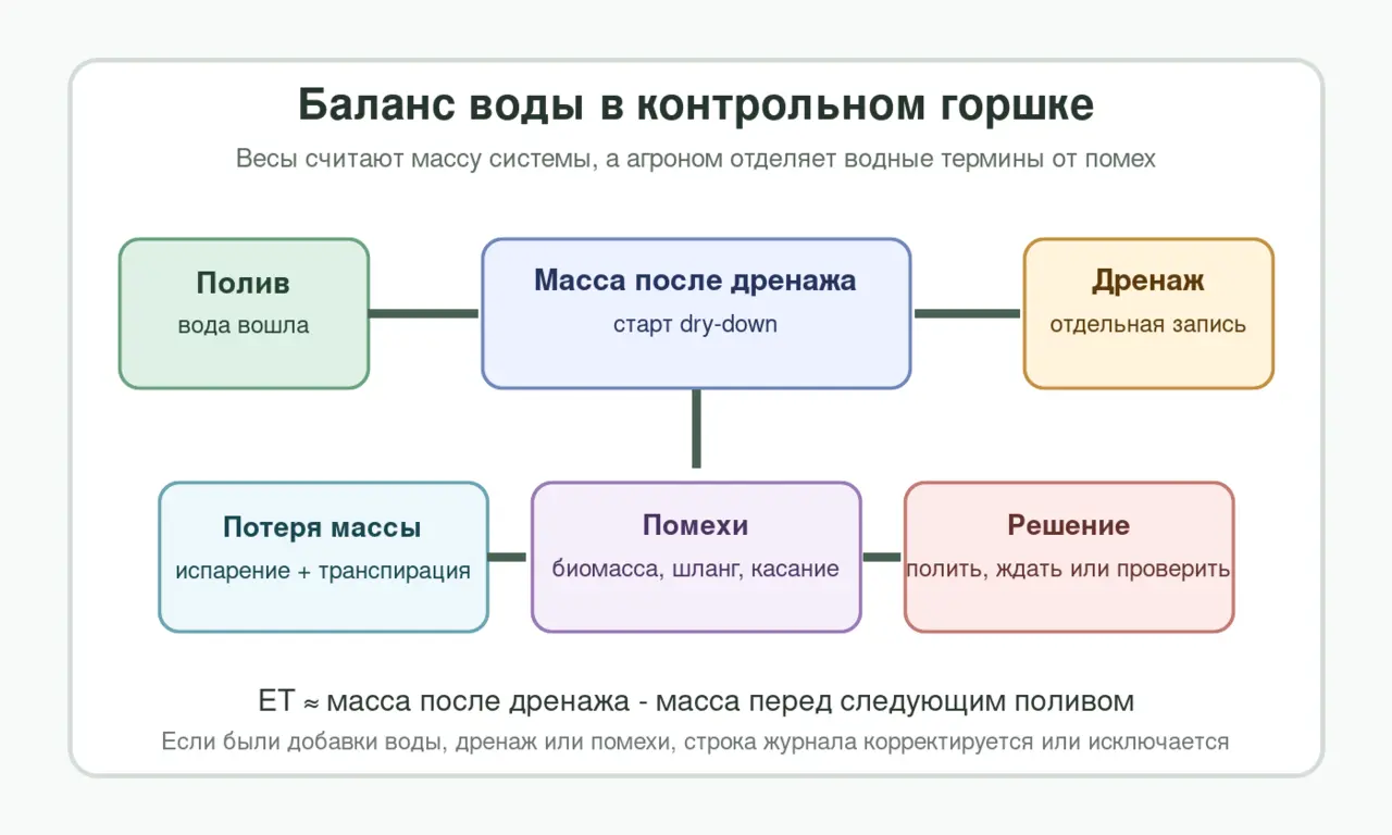 Схема водного баланса контрольного горшка