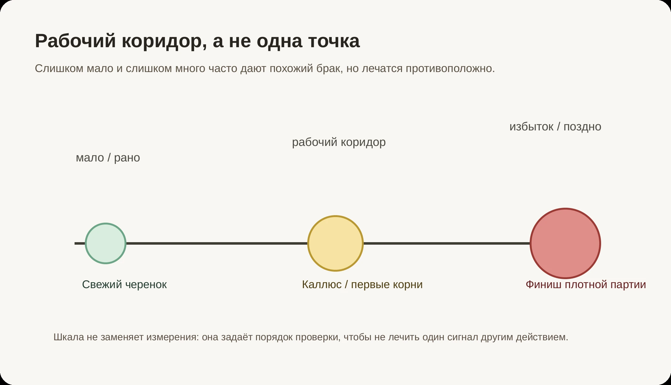 Рабочий коридор VPD по фазам укоренения и финиша